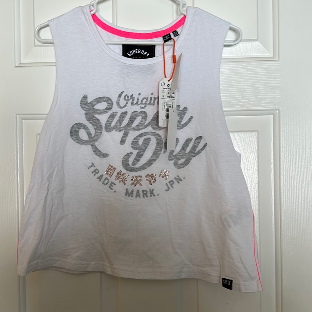 Original Superdry women’s bling white tank top size 10 UK 6 US new with tags